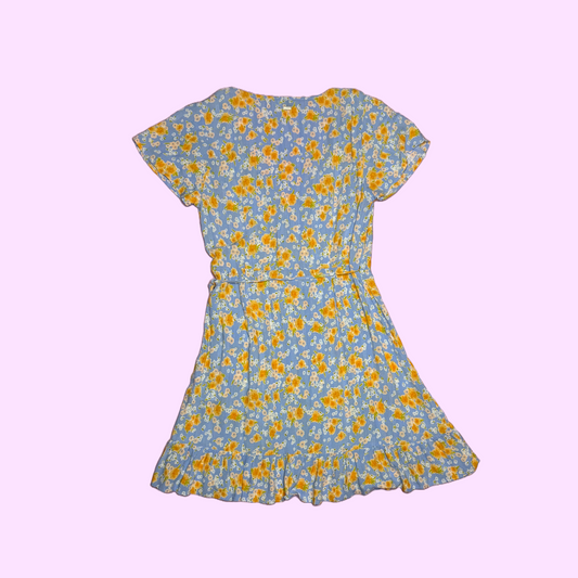 Blue Floral Wraparound Dress