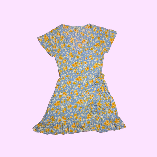 Blue Floral Wraparound Dress