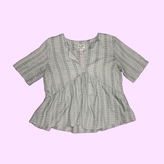 Blak Grey-Blue Tee with Gathered Peplum