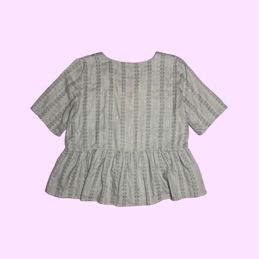 Blak Grey-Blue Tee with Gathered Peplum