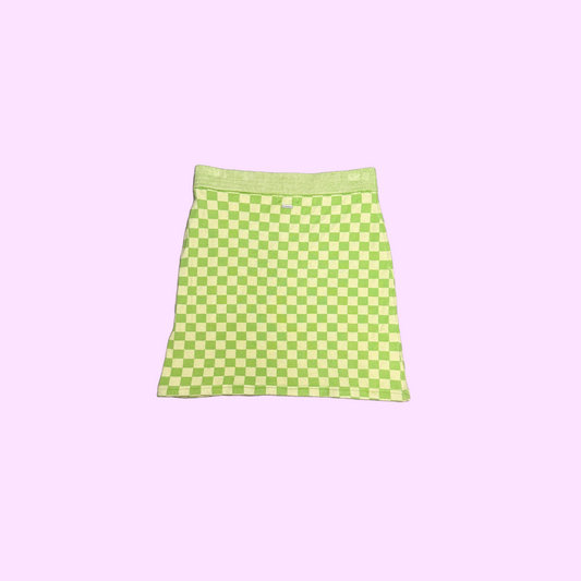 Green Checkered Knit Skirt