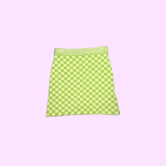 Green Checkered Knit Skirt