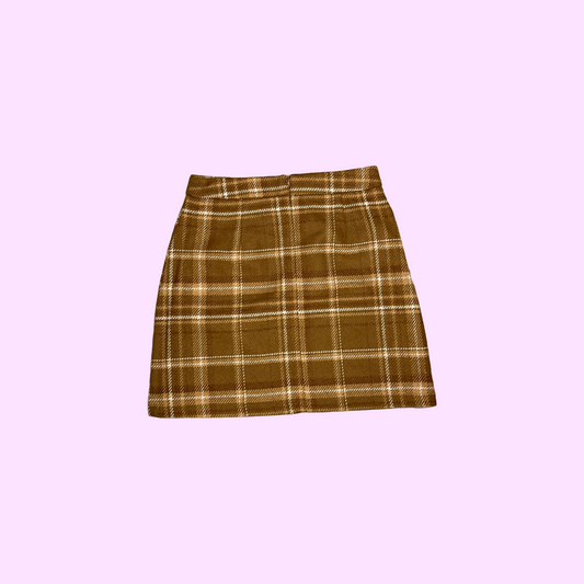 Brown Plaid Mini Skirt