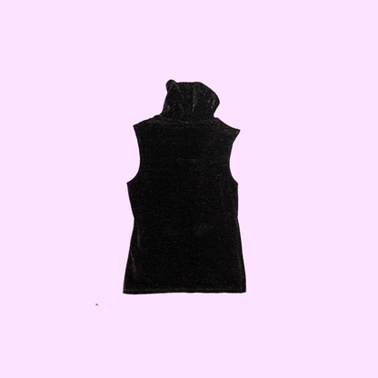 Black Sparkly Turtle Neck Party Top