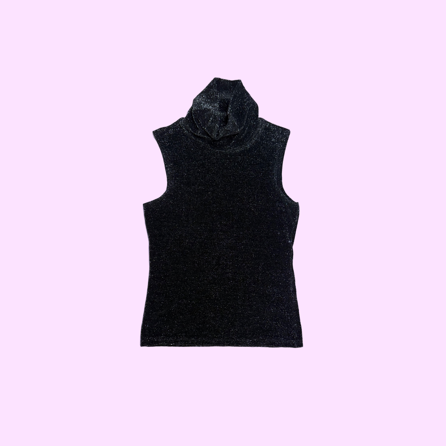 Black Sparkly Turtle Neck Party Top