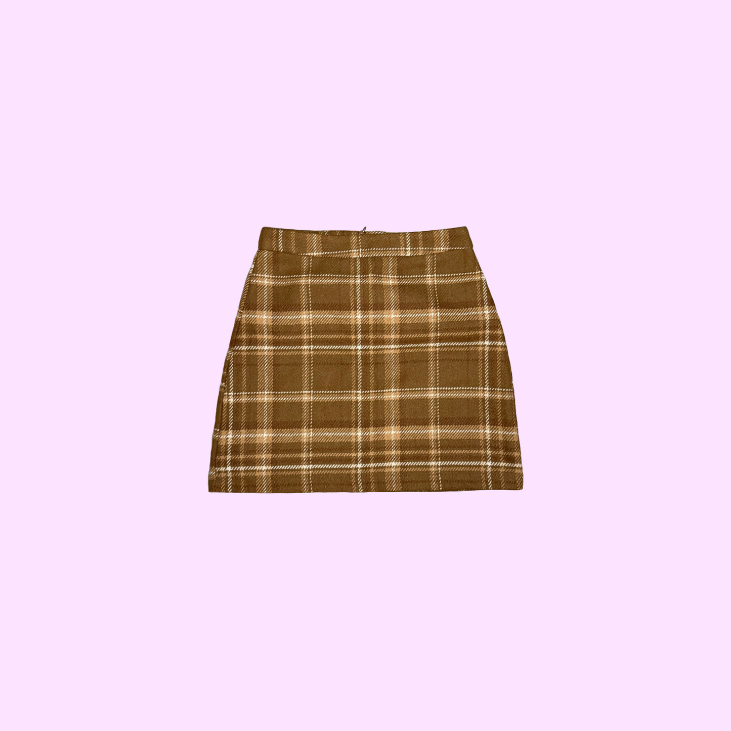 Brown Plaid Mini Skirt