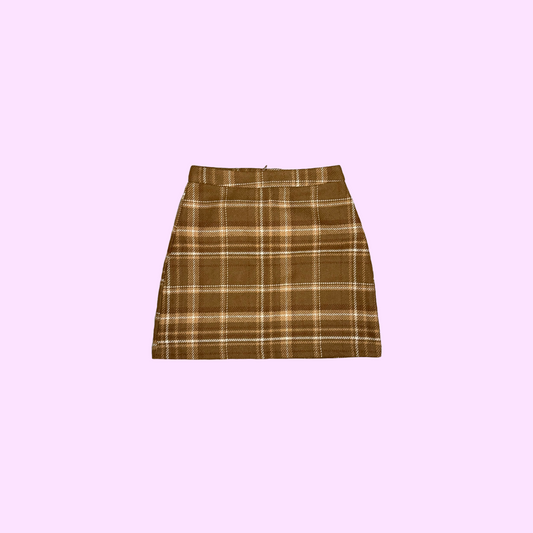 Brown Plaid Mini Skirt